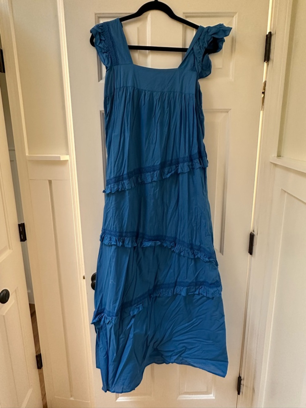 Square-Neck Tiered Maxi Dress in Bright Blue - Picture 3 of 4